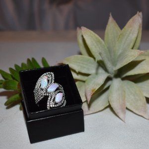 Victoria Wieck Synthetic Opal and CZ Sterling Silver Ring, Size 10